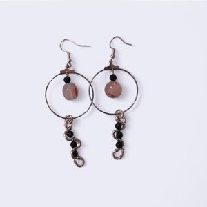 Handmade Silver and Black Dangle Earrings